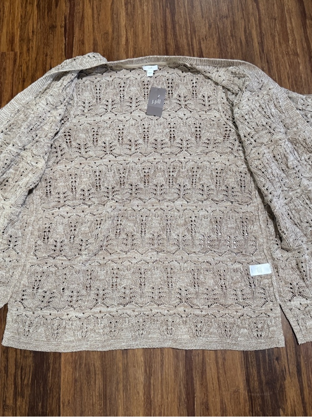 NEW J. Jill Women's Beige Lace Cardigan Size L Cotton Retail NWT $89 - Picture 10 of 15